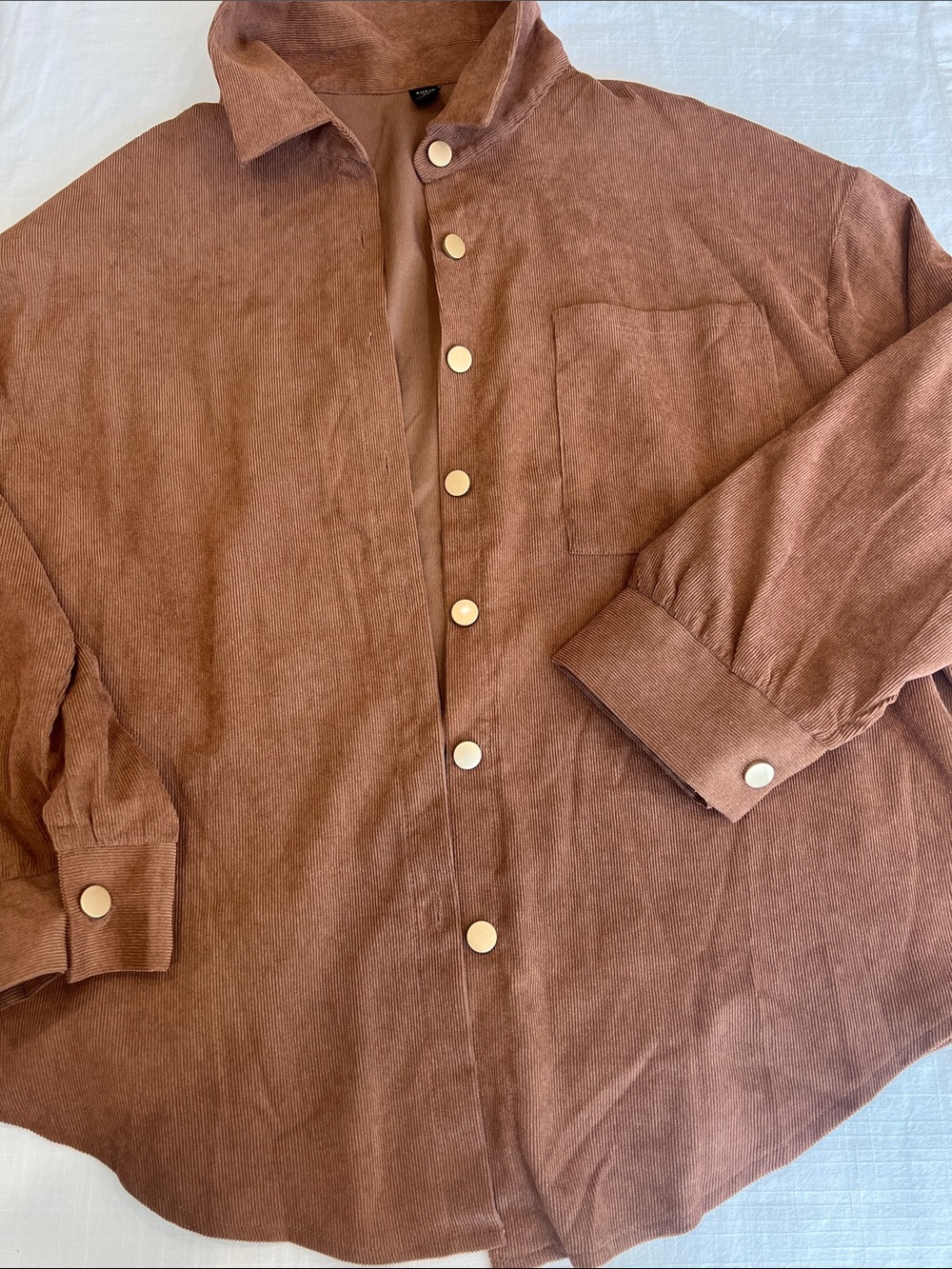 🔥🔥SHEIN curve 2XL  Rust Brown Corduroy Shirt Jacket